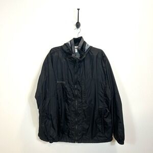 Columbia Mens XXL Lightweight Nylon Jacket RM2124 Black Hood Full Zip Packable
